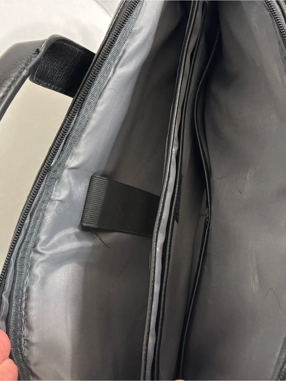 Classic Black Faux Leather Laptop Briefcase with Shoulder Strap
